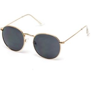 New Black and Gold Round Trendy Sunglasses